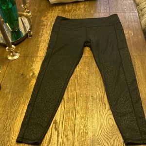 Black on black leopard print yoga pants